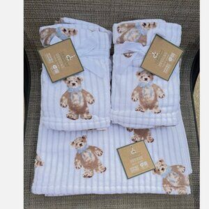 Deborah Connolly Kids White Teddy Bear Lyocell Cotton Bath & Hand Towel Set 6pc
